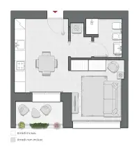 Studio of 43 sqm - Edificio C2 - LivinUp  | Milano - Floor Plan thumbnail - 1