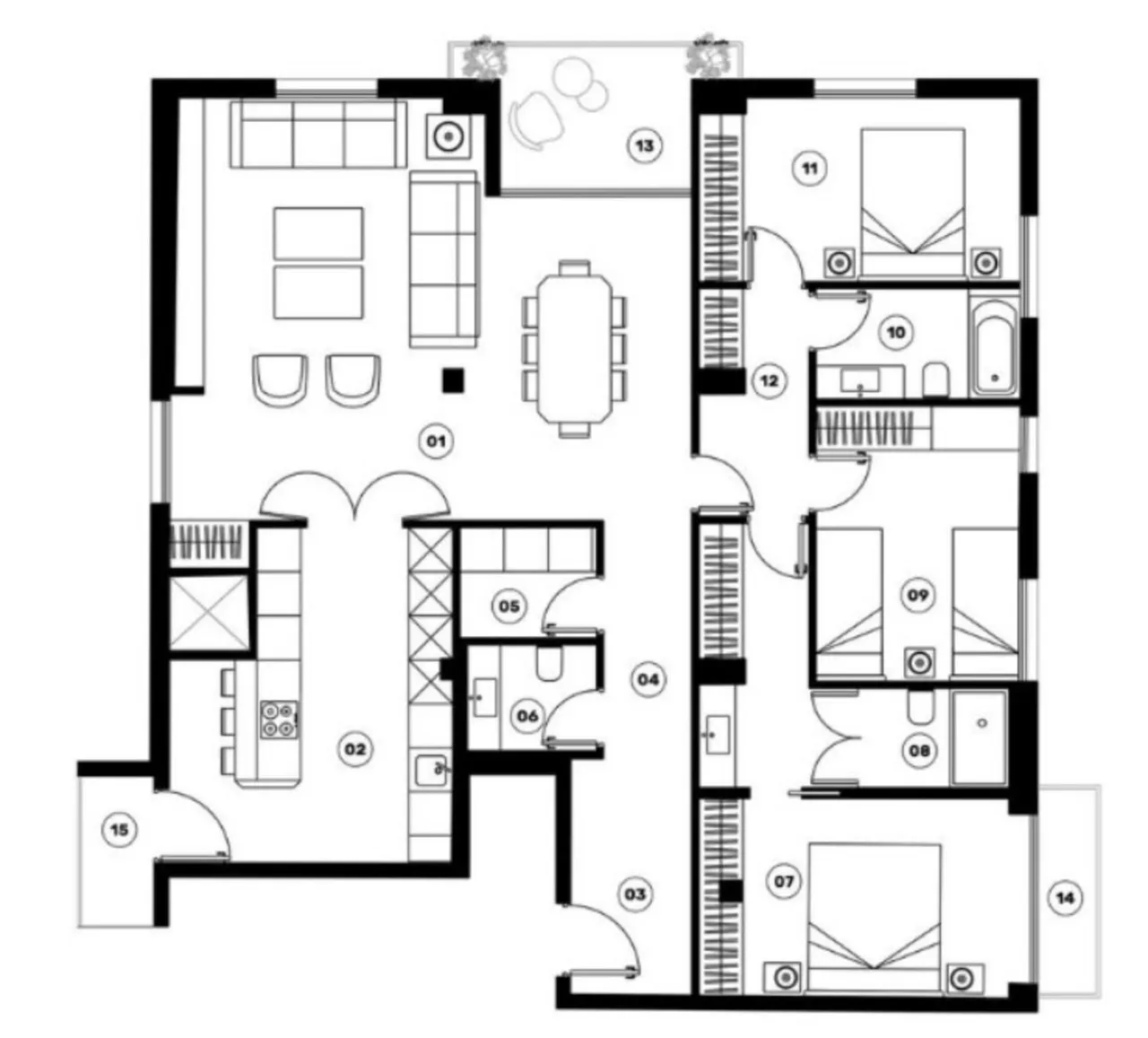 living - 162m² apartment for sale in Cuatro Caminos, Madrid - Floor Plan - 1