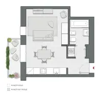 Studio of 44 sqm - Edificio C4 - LivinUp  | Milano - Floor Plan thumbnail - 1