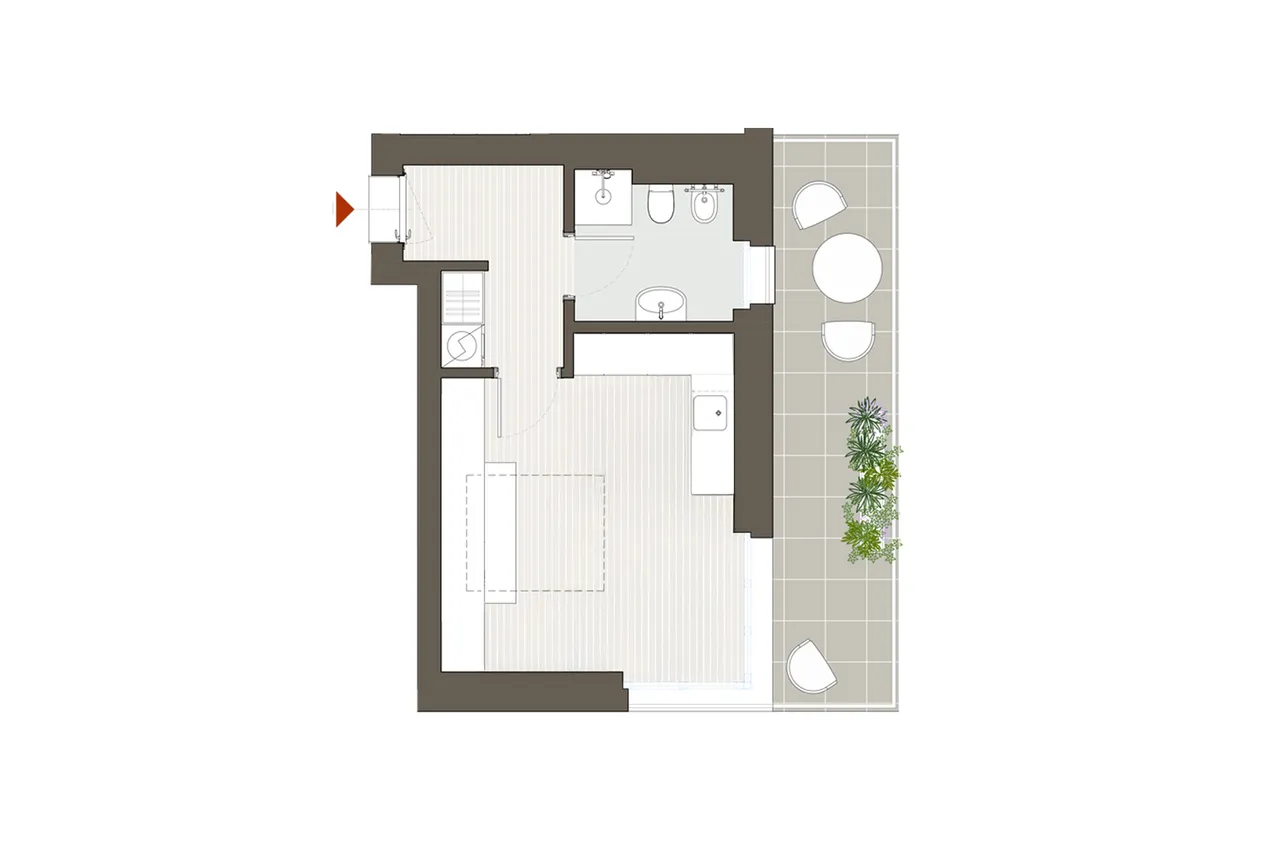 living - Crespi 25A - Living - Dils - Verdiepingsplan - 1