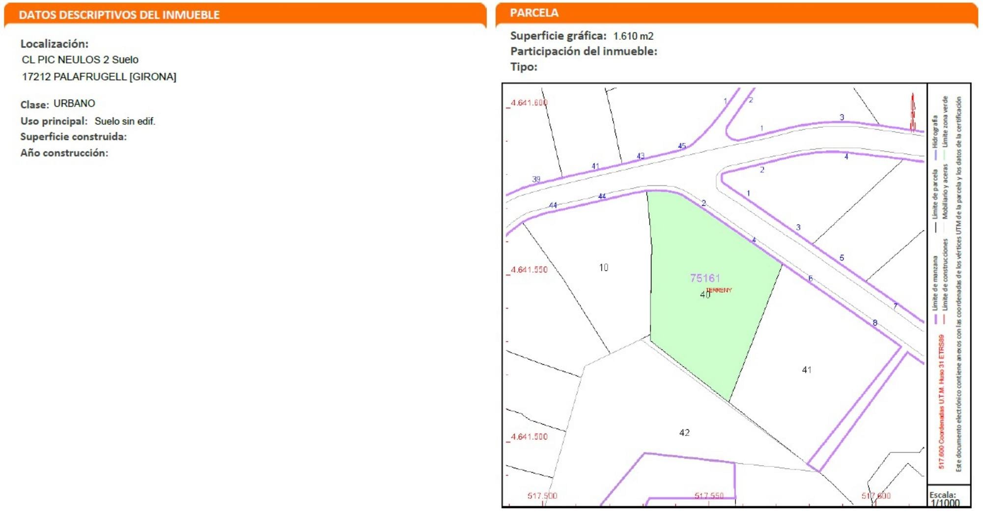 living - Parcela de 1,610m² en venta en Tamariu, Costa Brava - Plano del piso thumbnail - 1