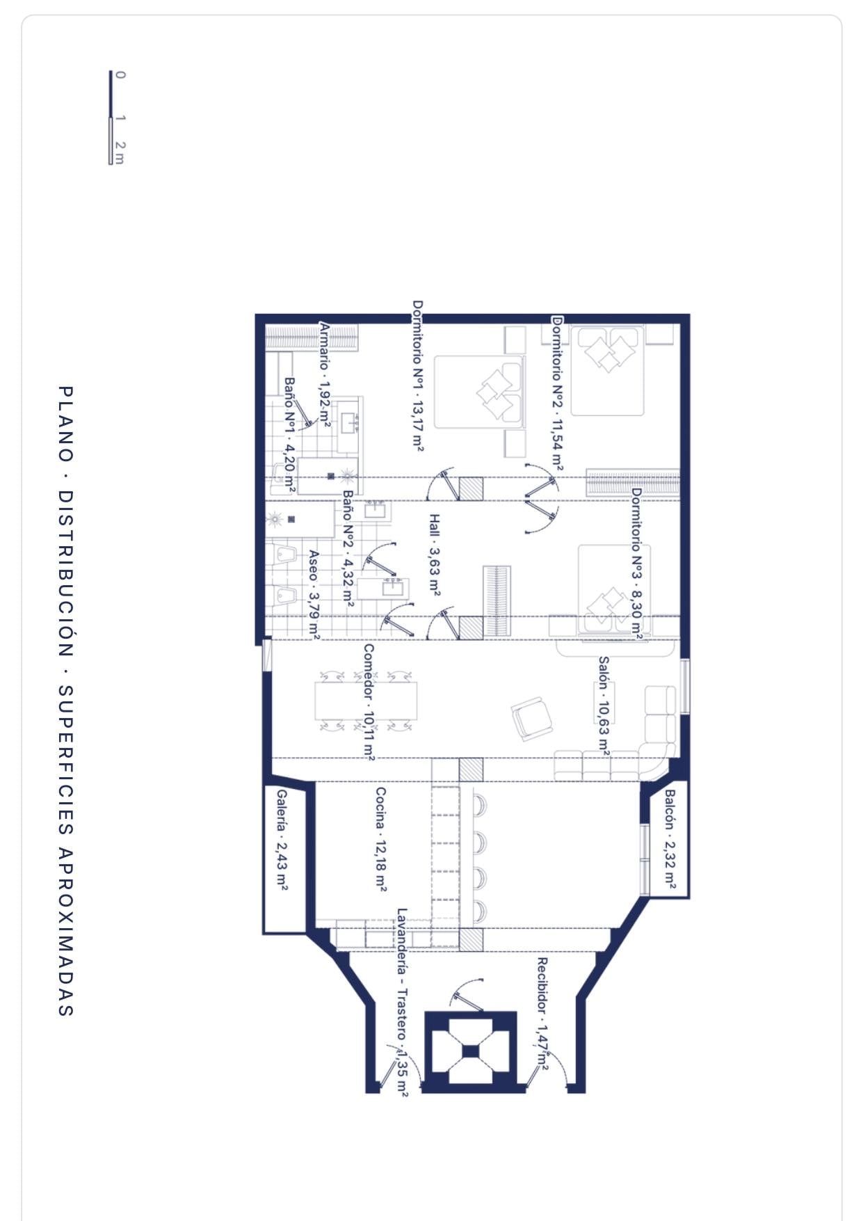 living - Piso de 164m² en venta en Prosperidad, Madrid - Plano del piso - 2