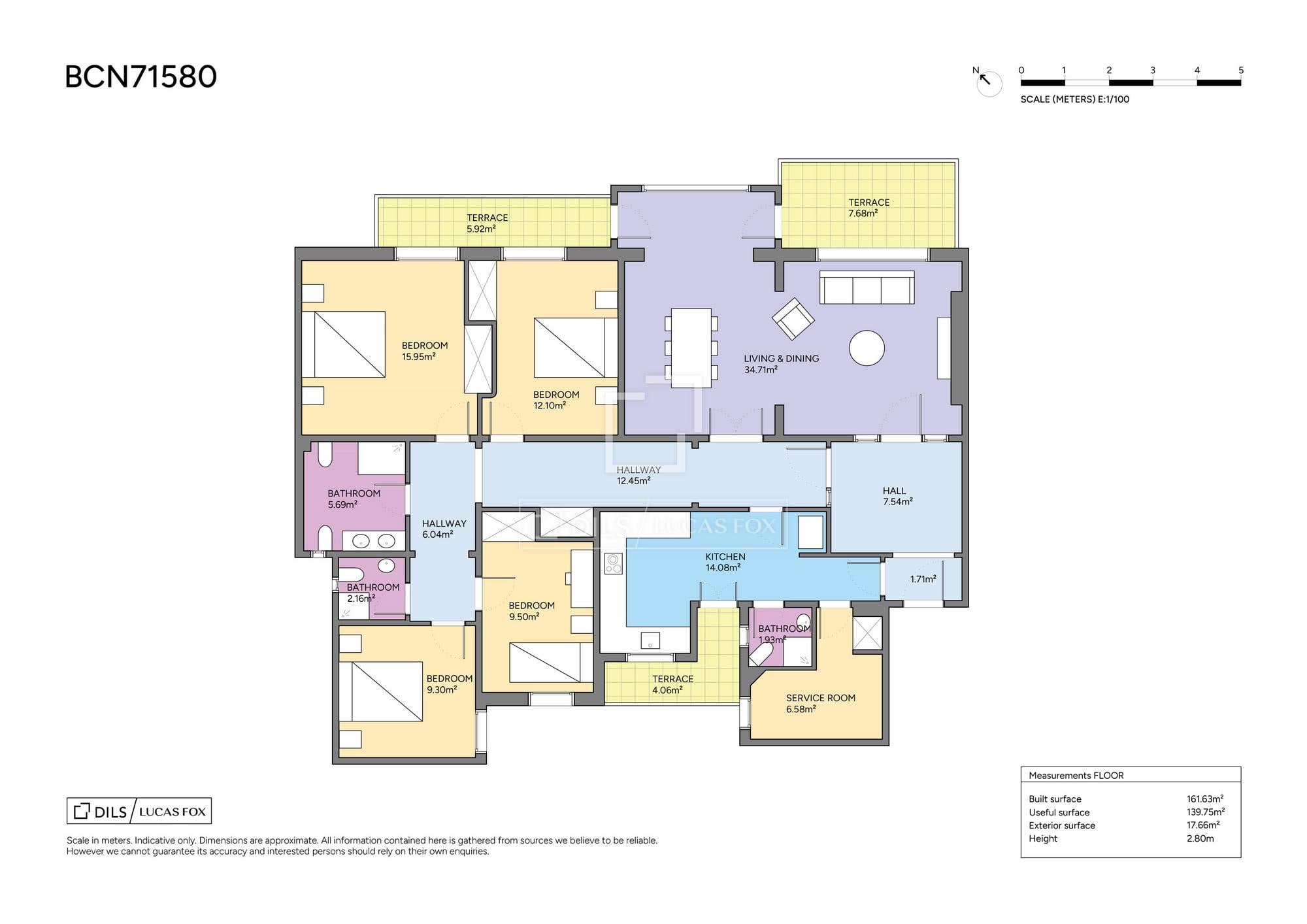 living - 161m² apartment with 17m² terrace for sale in Eixample Left - Floor Plan thumbnail - 1