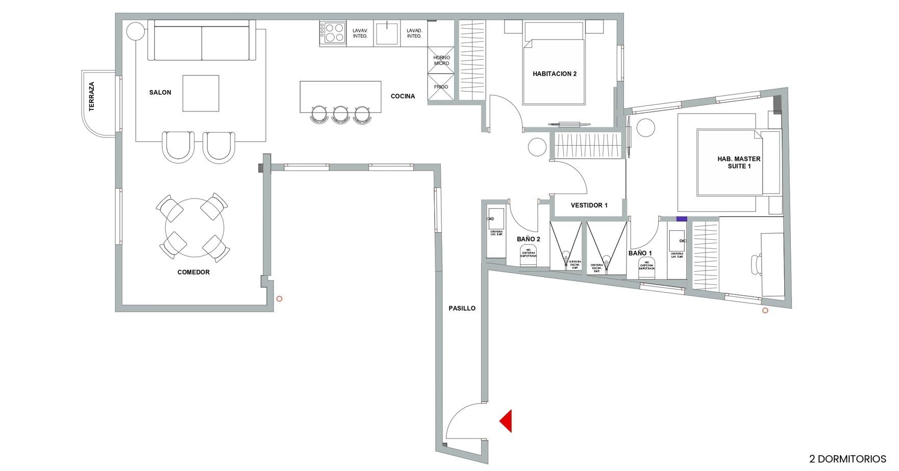 living - Piso de 87m² en venta en Trafalgar, Madrid - Plano del piso - 1