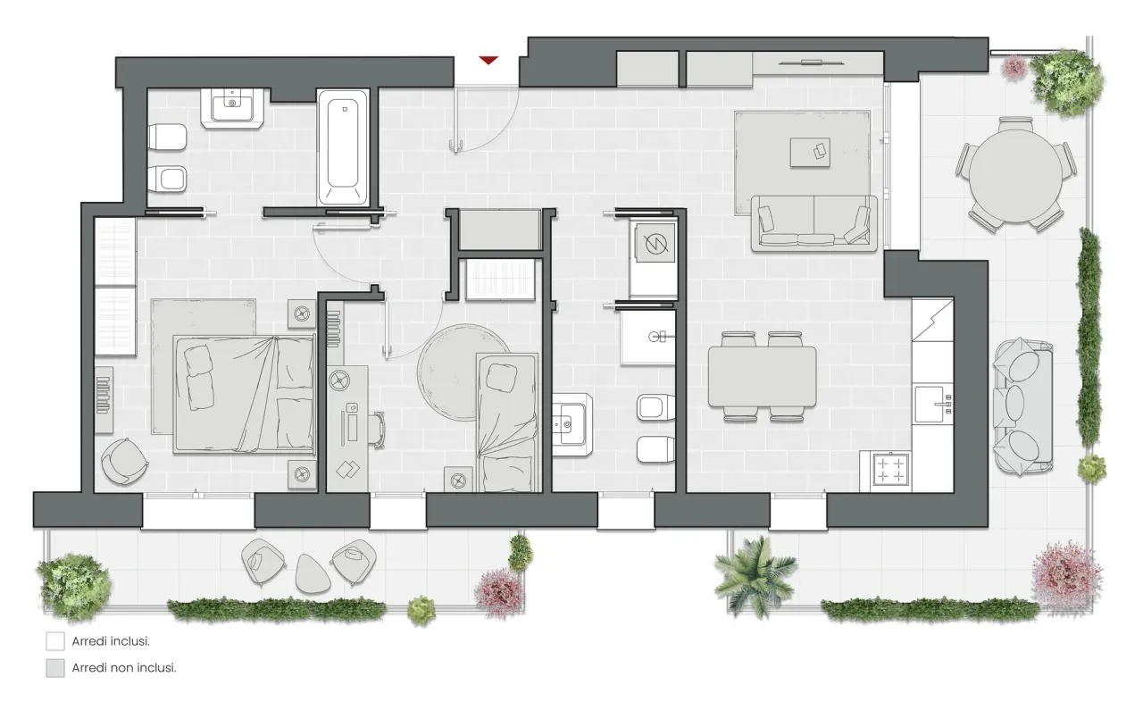 Trilocale di 100 m2 - Edificio A1 - LivinUp  | Milano - Floor Plan - 1