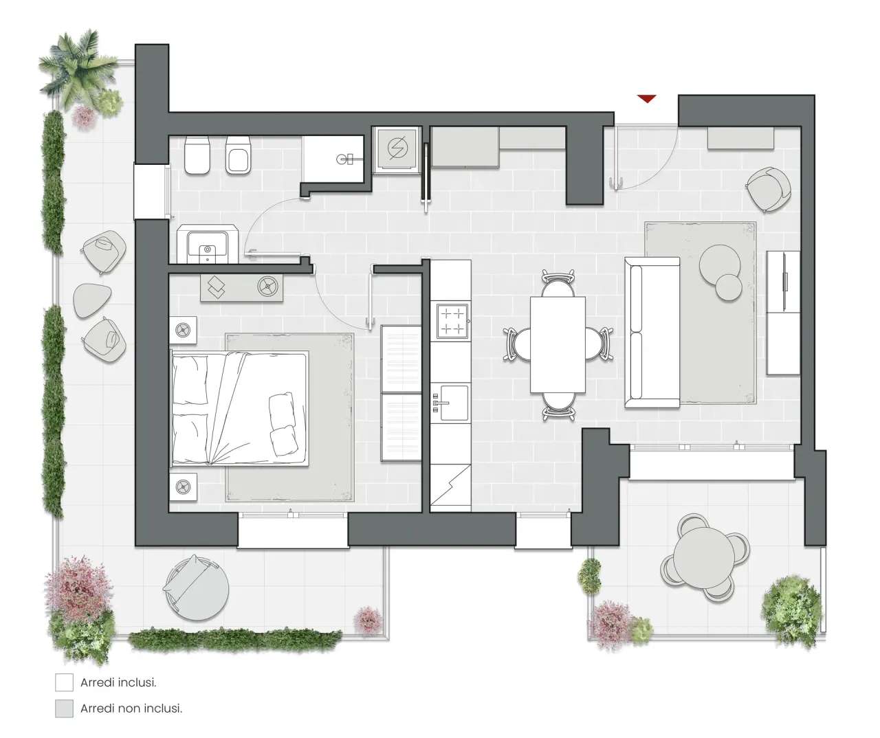 Bilocale di 74 m2 - Edificio A3 - LivinUp  | Milano - Floor Plan - 1