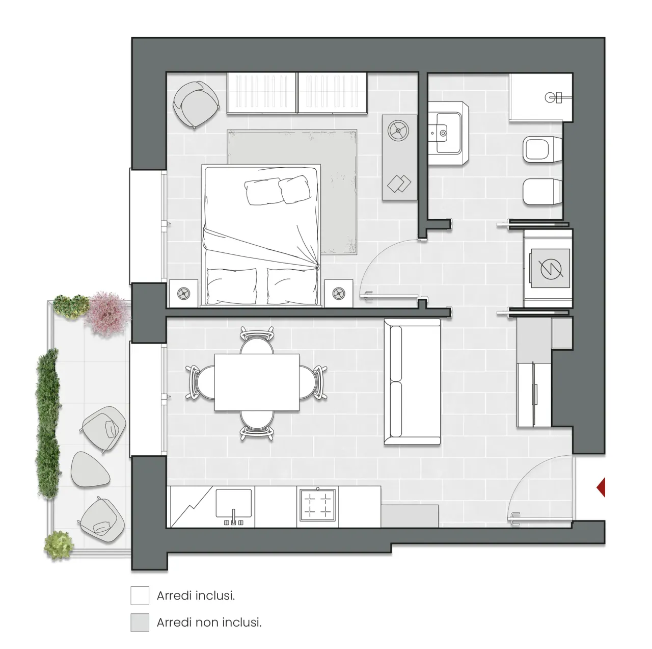 Bilocale di 52 m2 - Edificio A3 - LivinUp  | Milano - Floor Plan - 1