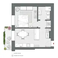 One Bedroom of 52 sqm - Edificio A3 - LivinUp  | Milano - Floor Plan thumbnail - 1