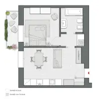 One Bedroom of 56 sqm - Edificio A3 - LivinUp  | Milano - Floor Plan thumbnail - 1