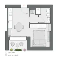 Studio of 43 sqm - Edificio C2 - LivinUp  | Milano - Floor Plan thumbnail - 1