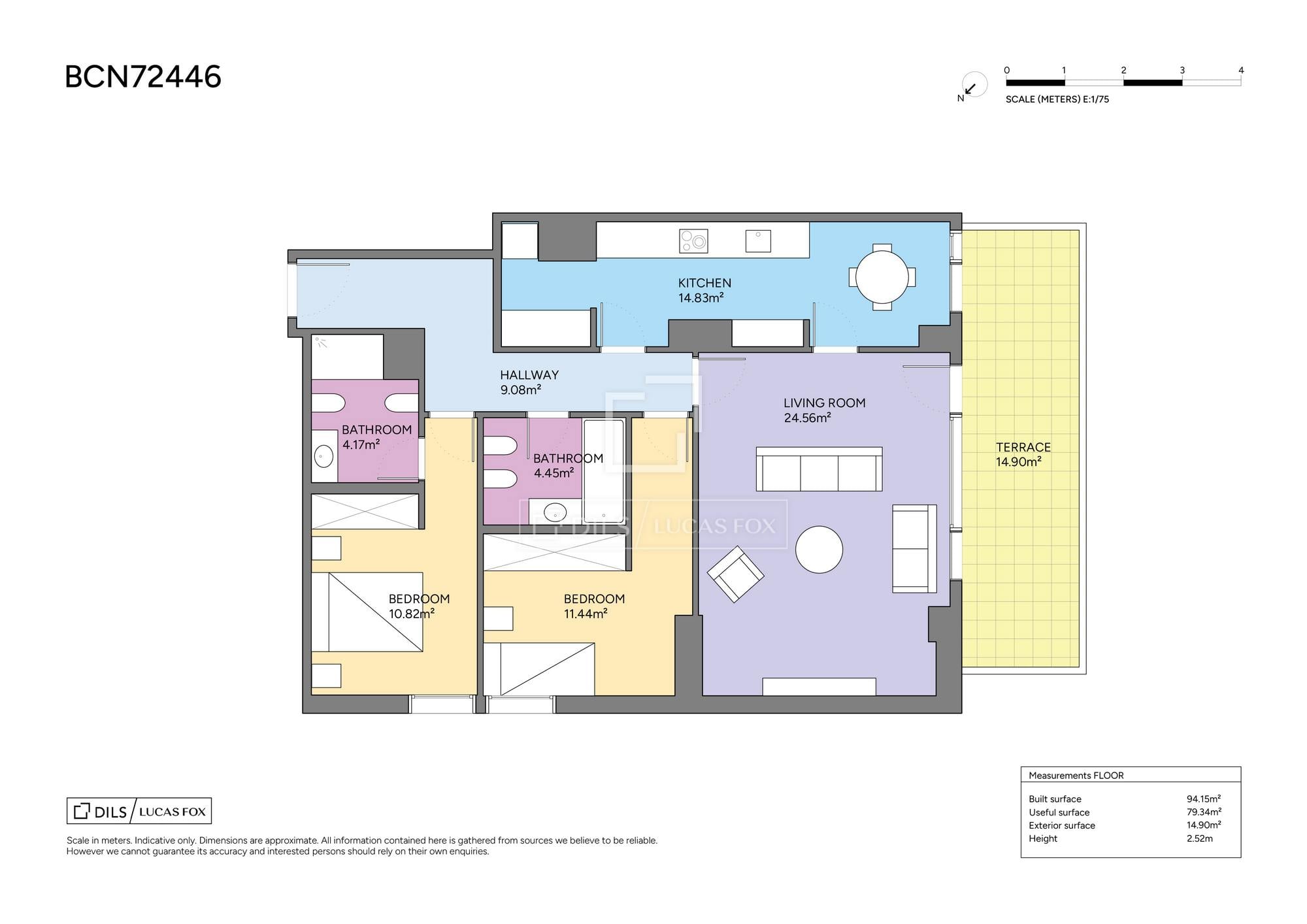 living - 105m² apartment with 10m² terrace for sale in Diagonal Mar - Floor Plan thumbnail - 1