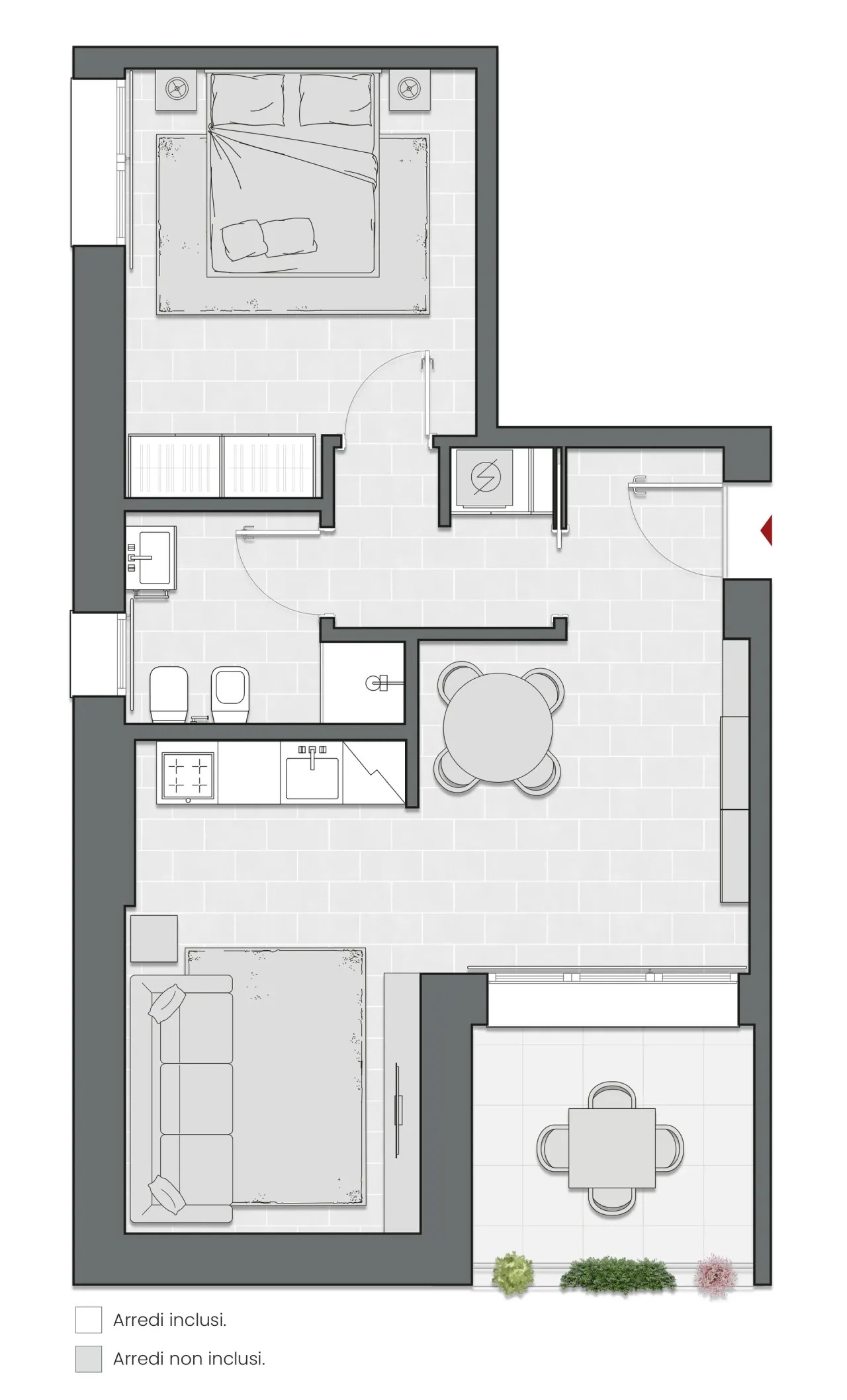 Bilocale di 69 m2 - Edificio C1 - LivinUp  | Milano - Floor Plan - 1
