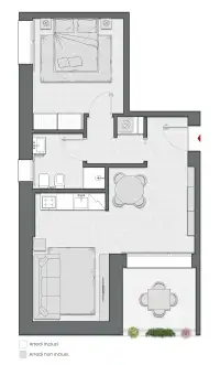 Bilocale di 69 m2 - Edificio C1 - LivinUp  | Milano - Floor Plan thumbnail - 1
