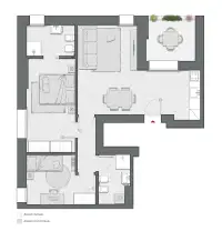 Two Bedrooms of 89 sqm - Edificio C2 - LivinUp  | Milano - Floor Plan thumbnail - 1