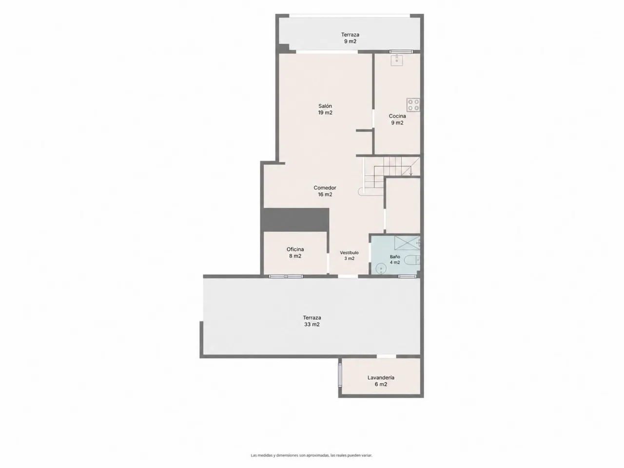 living - 111m² penthouse with 80m² terrace for sale in Sitges Town - Floor Plan - 1