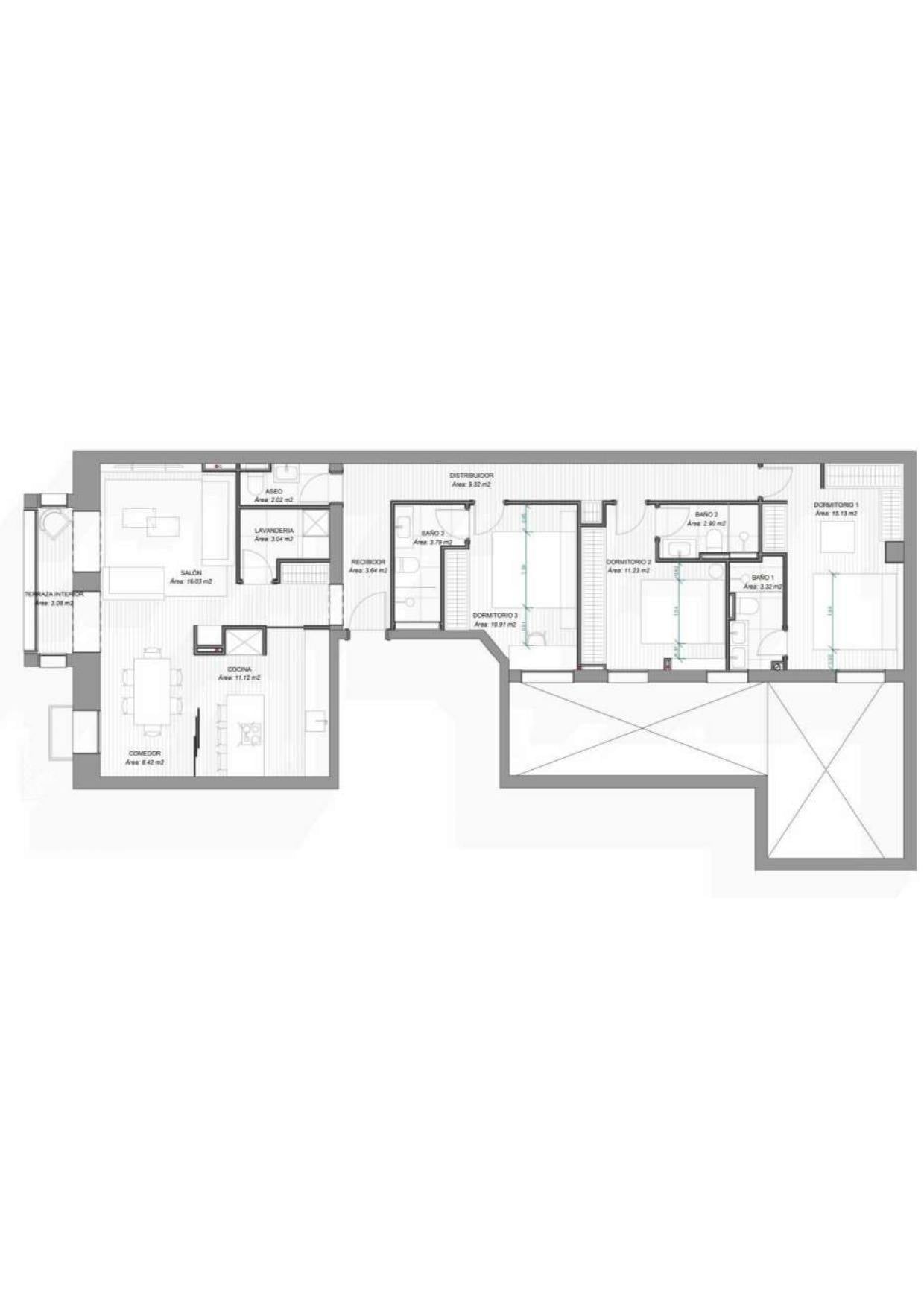 living - Piso de 160m² en venta en Almagro, Madrid - Plano del piso thumbnail - 1