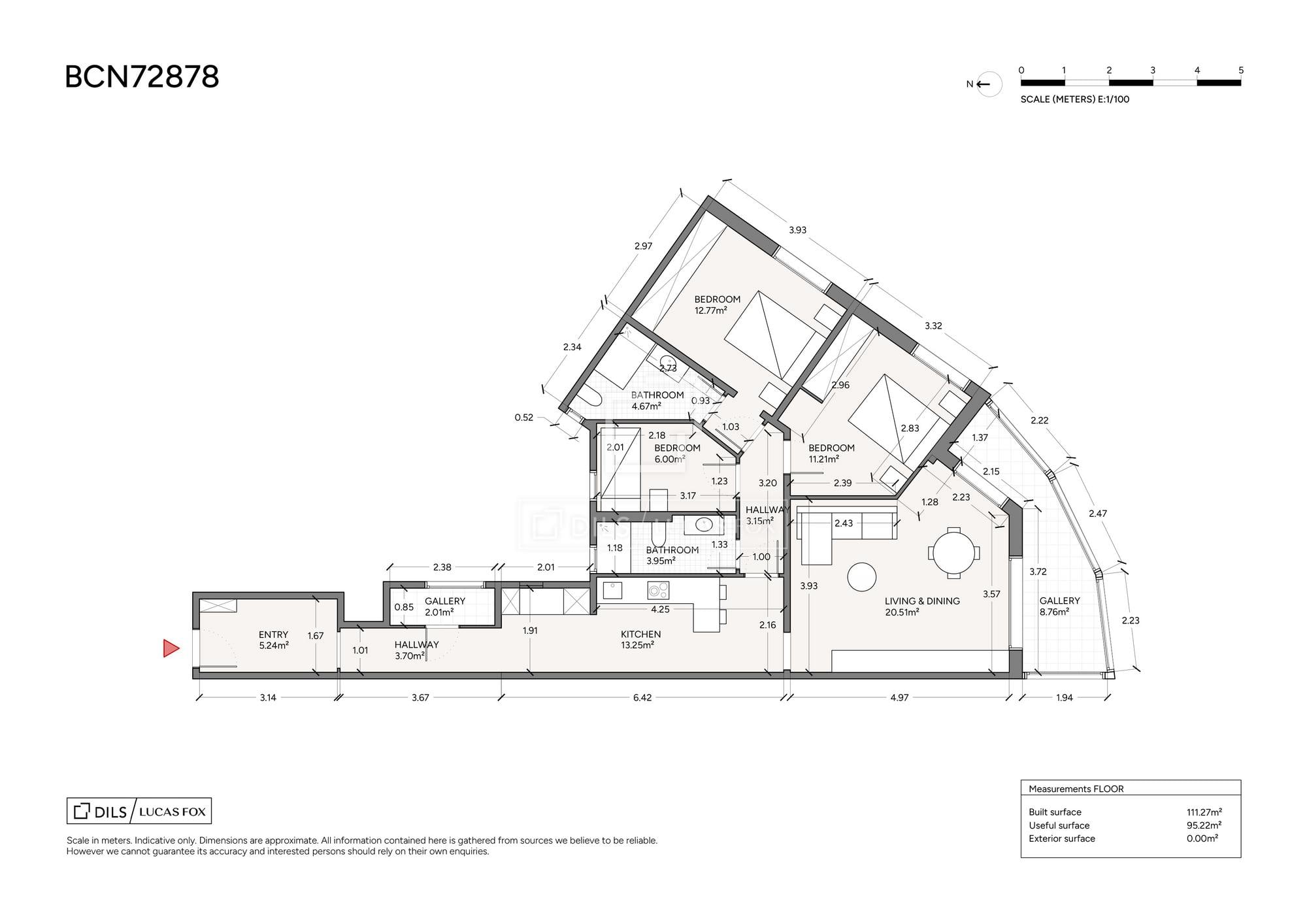 living - 112m² apartment with 9m² terrace for sale in Les Corts - Floor Plan thumbnail - 2