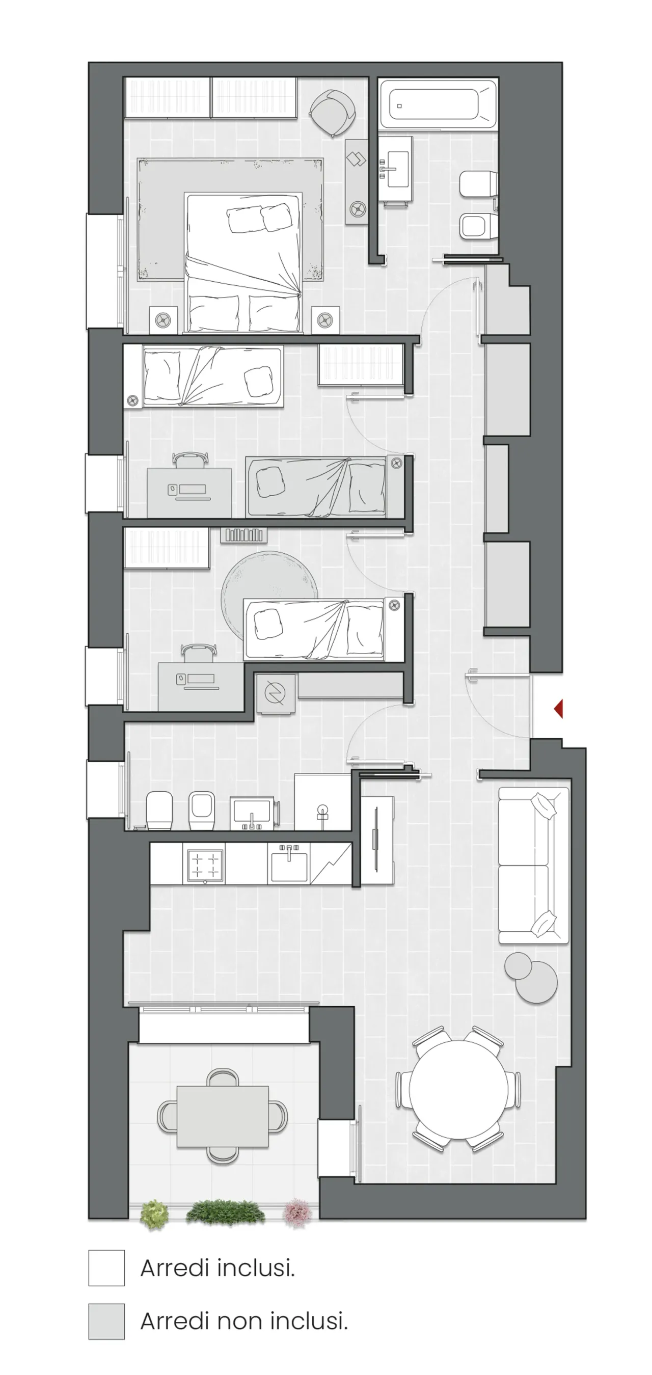 Quadrilocale di 112 m2 - Edificio C1 - LivinUp  | Milano - Floor Plan - 1