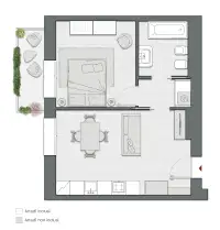 One Bedroom of 56 sqm - Edificio C4 - LivinUp  | Milano - Floor Plan thumbnail - 1
