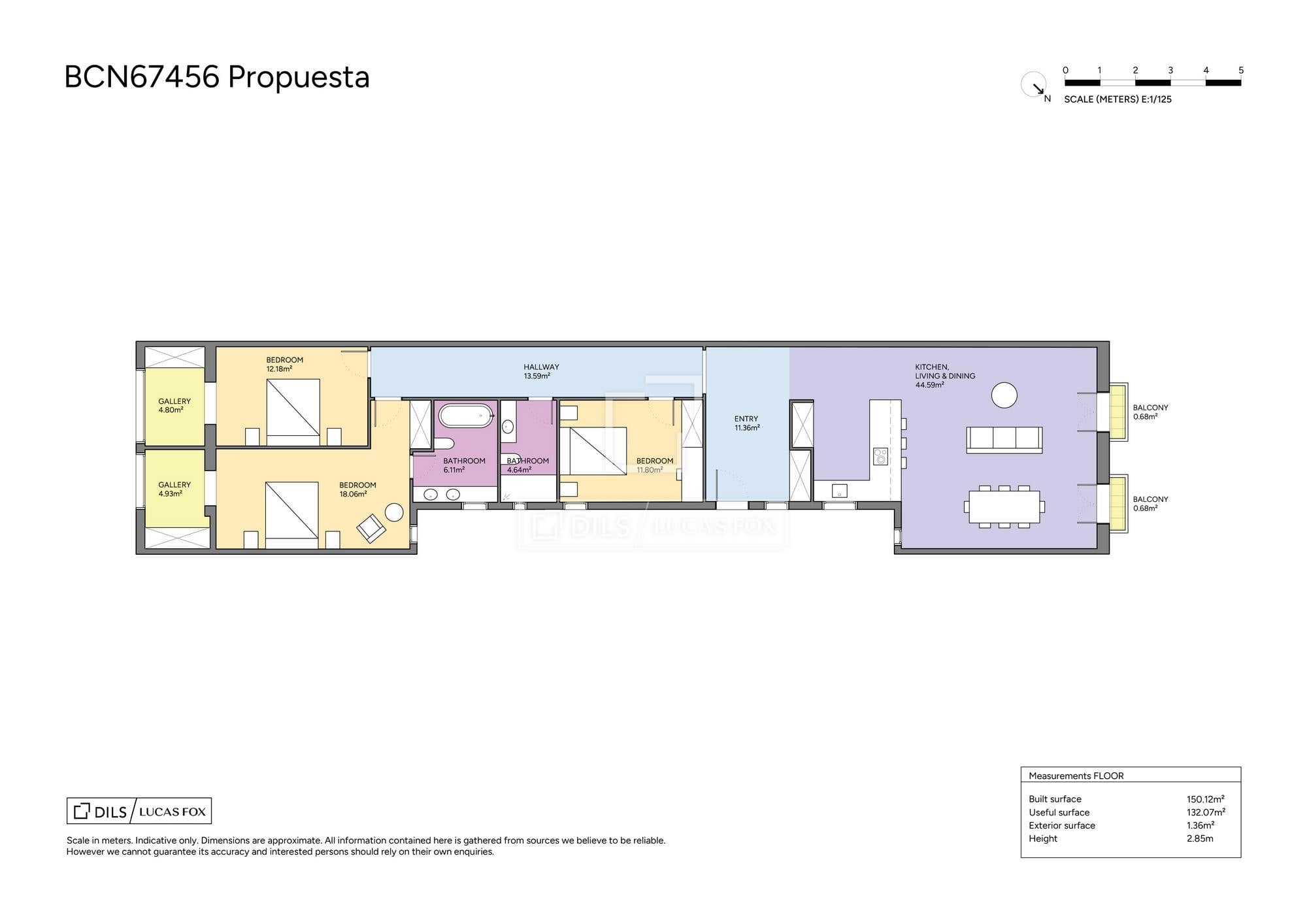 living - Piso de 150m² en venta en Eixample Izquierdo, Barcelona - Plano del piso - 3