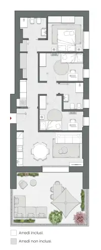 Quadrilocale P_00_01 di 107 m2 - Edificio C1 - LivinUp  | Milano - Floor Plan thumbnail - 1