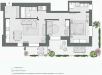 Two Bedrooms of 97 sqm - Edificio C4 - LivinUp  | Milano - Floor Plan thumbnail - 1