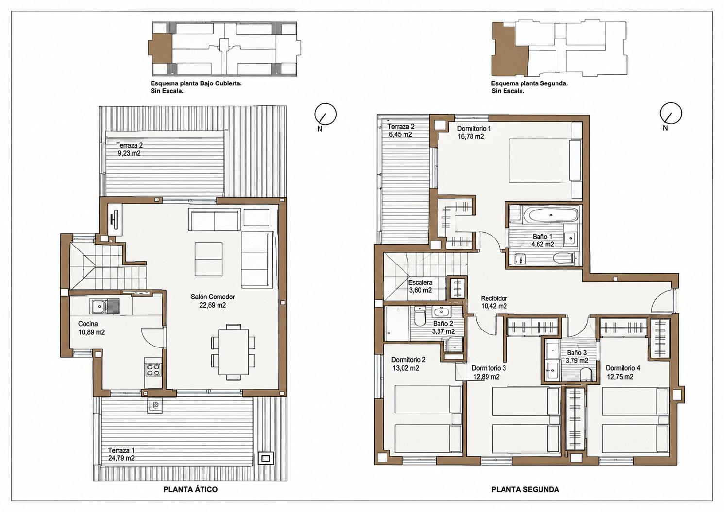 living - Piso de 238m² en venta en Las Rozas, Madrid - Plano del piso - 1