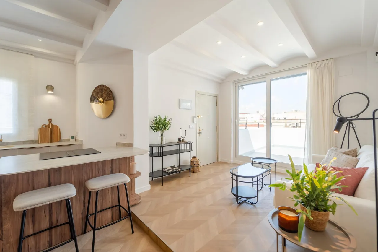 living - 60m² penthouse with 15m² terrace for rent in Extramurs - gallery - 6