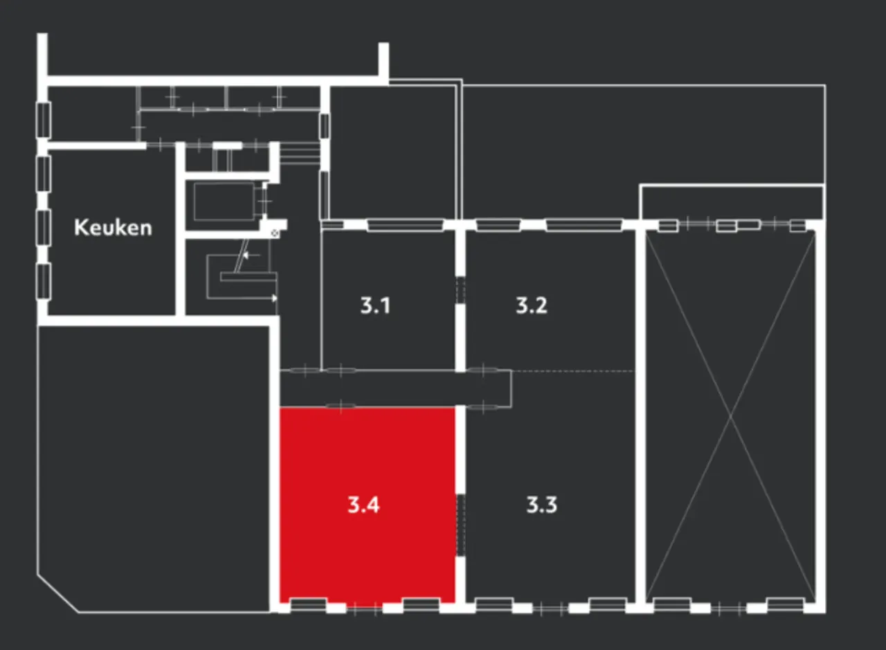 office - Unitz - Unitz 1e Jan Steenstraat 84 - Office - Dils - Plan d'étage - 2
