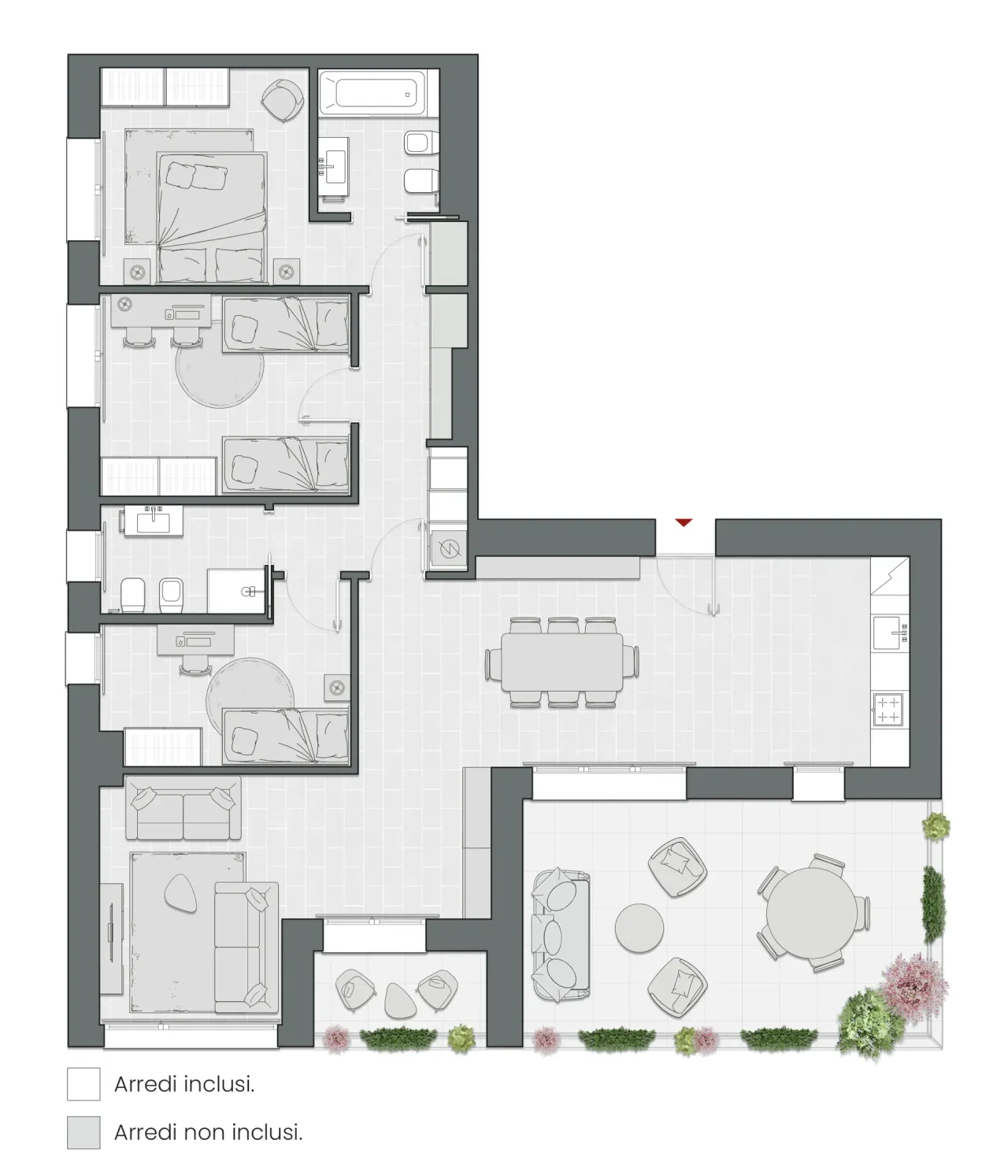 Three Bedrooms of 148 sqm - Edificio C2 - LivinUp  | Milano - Floor Plan - 1