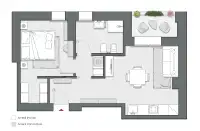 One Bedroom of 61 sqm - Edificio C2 - LivinUp  | Milano - Floor Plan thumbnail - 1