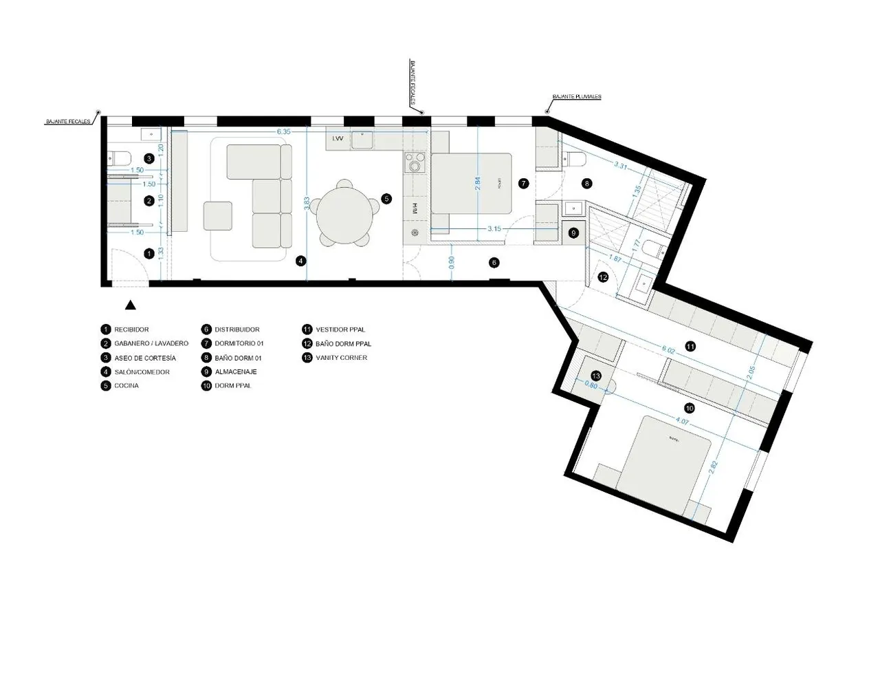 living - 93m² apartment for sale in Almagro, Madrid - Floor Plan - 2