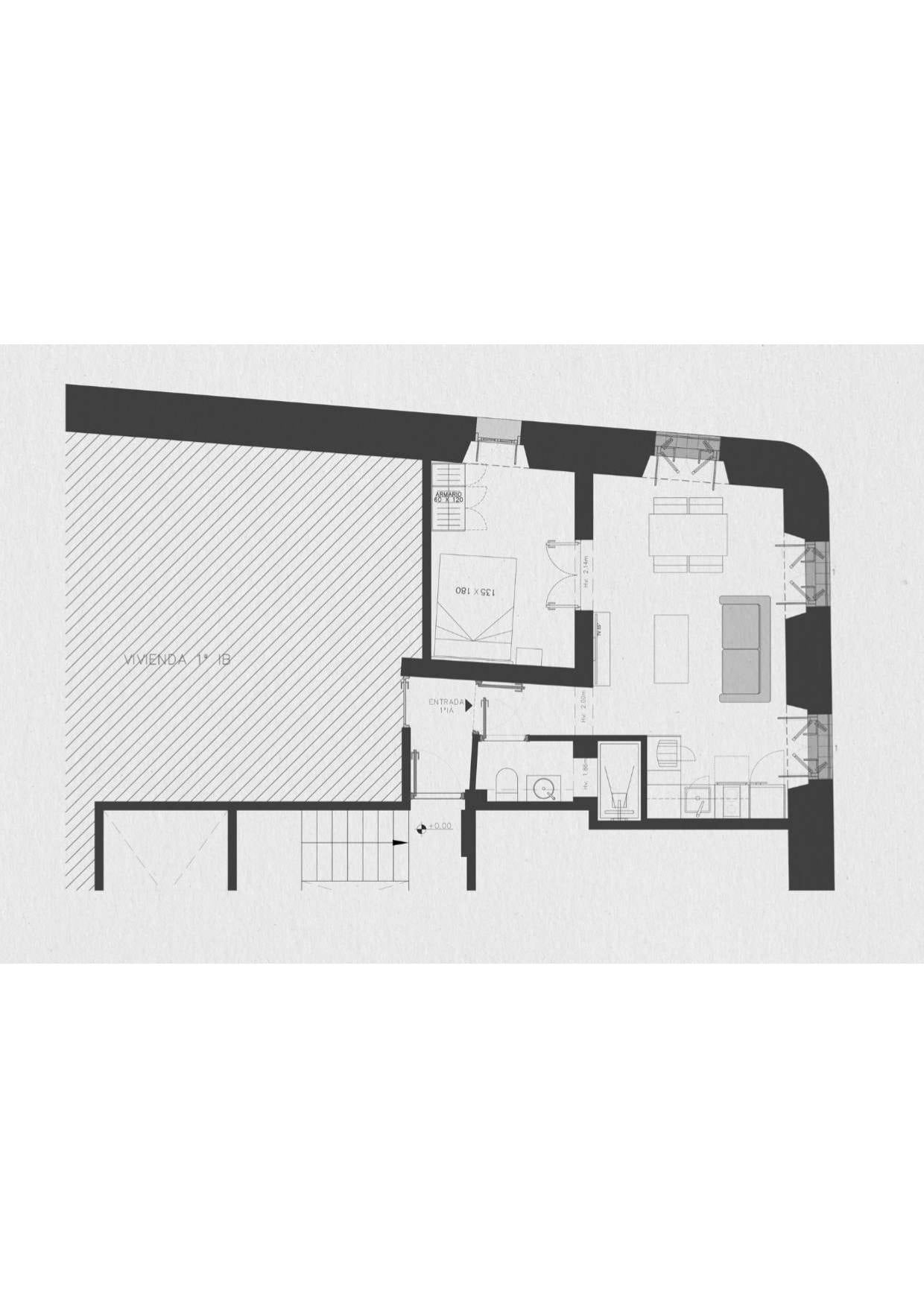 living - Piso de 68m² en venta en Sol, Madrid - Plano del piso thumbnail - 1