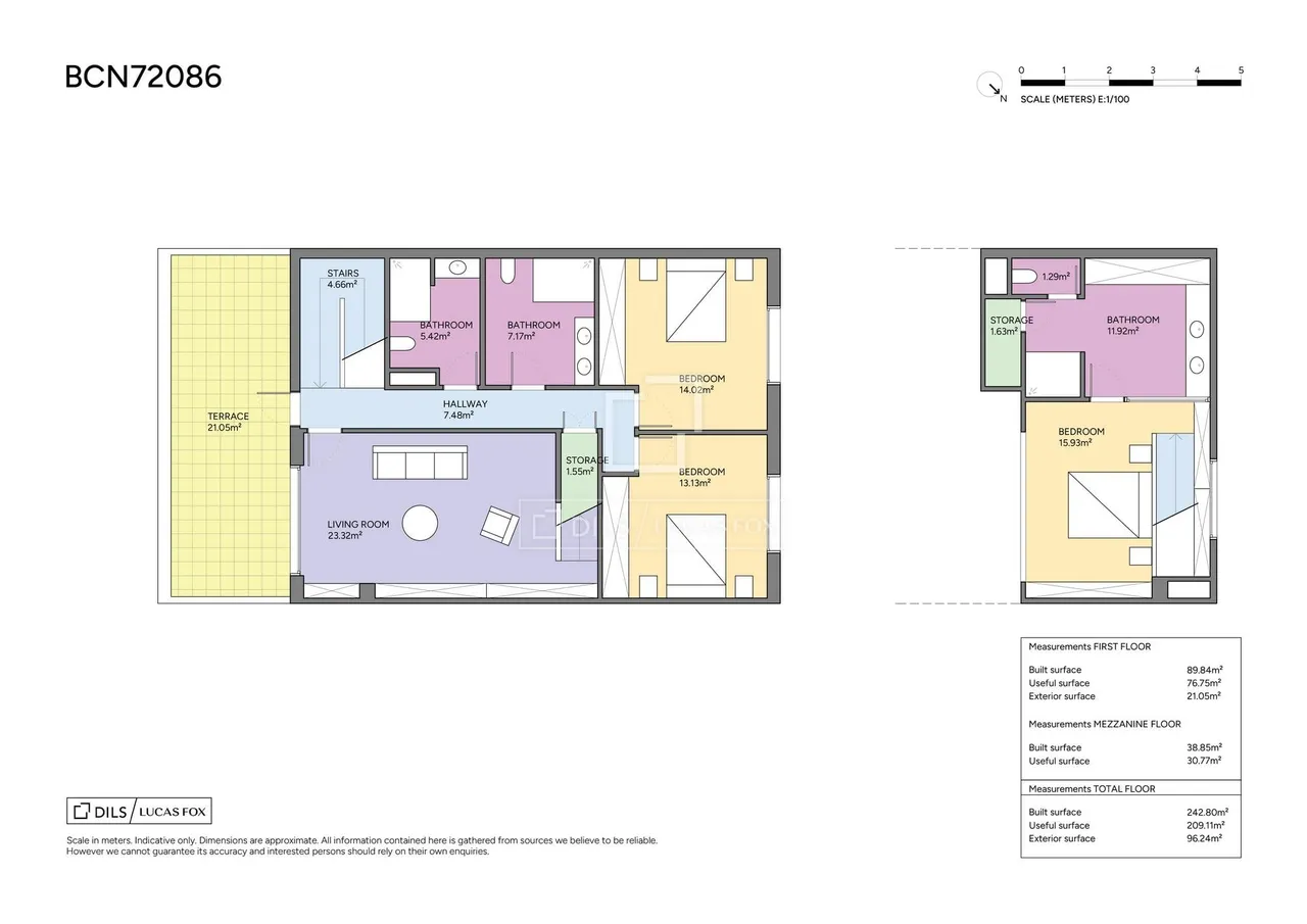 living - Casa / villa de 243m² con 60m² de jardín en venta en Sant Gervasi - Galvany - Plano del piso - 2