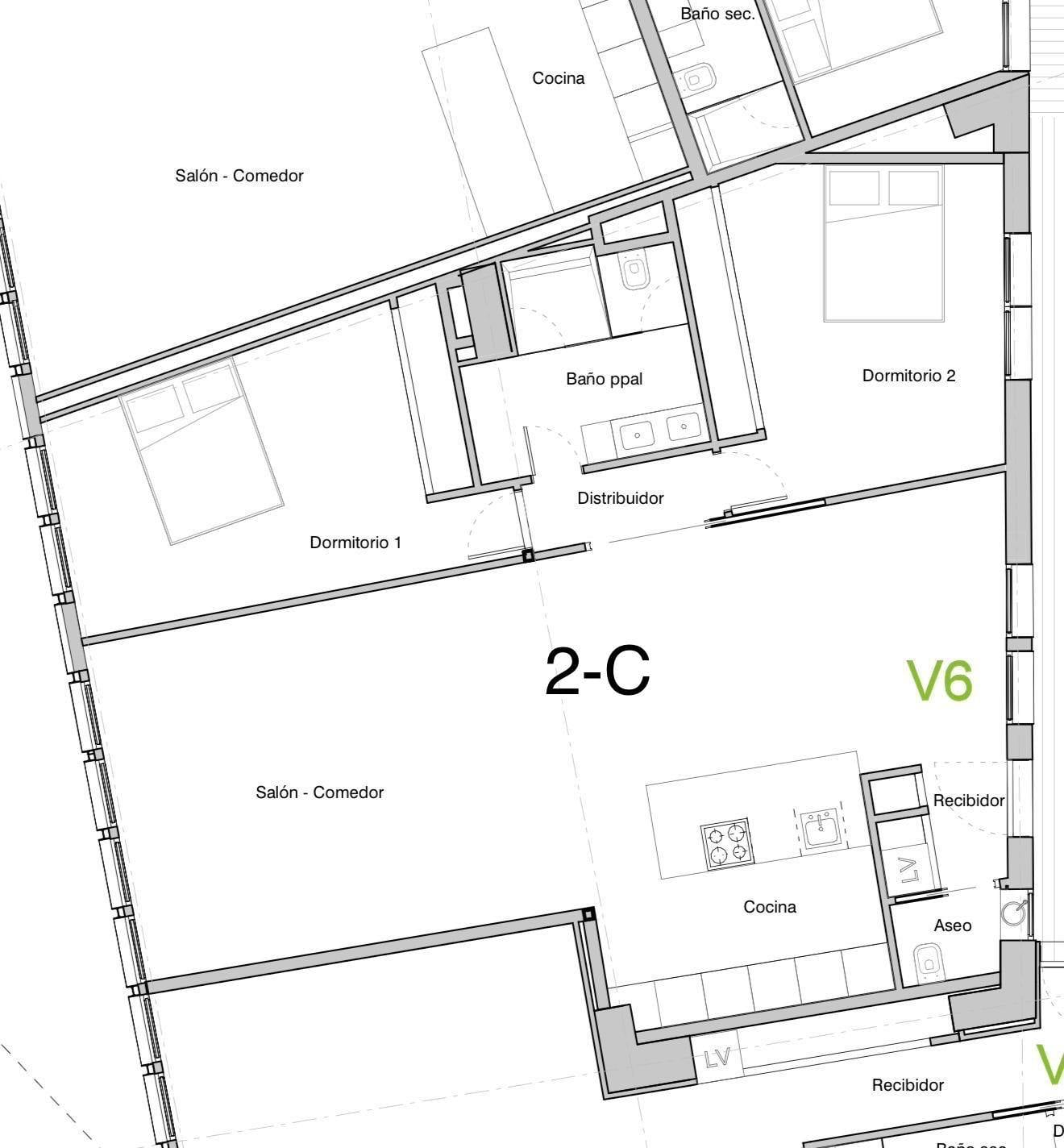 living - Piso de 146m² en venta en Palacio, Madrid - Plano del piso thumbnail - 1