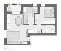 Two Bedrooms Compact of 74 sqm - Edificio C2 - LivinUp  | Milano - Floor Plan thumbnail - 1