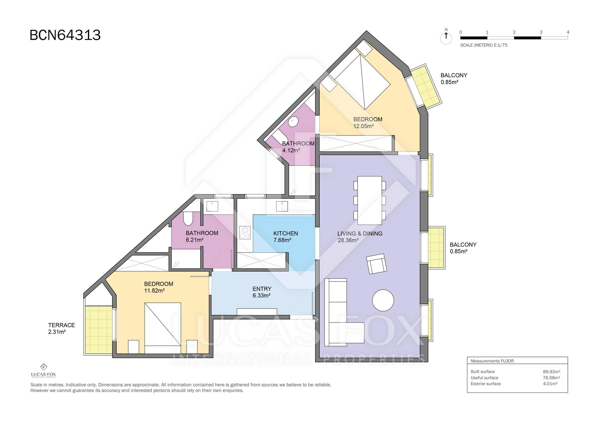 living - Piso de 89m² con 6m² terraza en venta en Eixample Izquierdo - Plano del piso thumbnail - 1