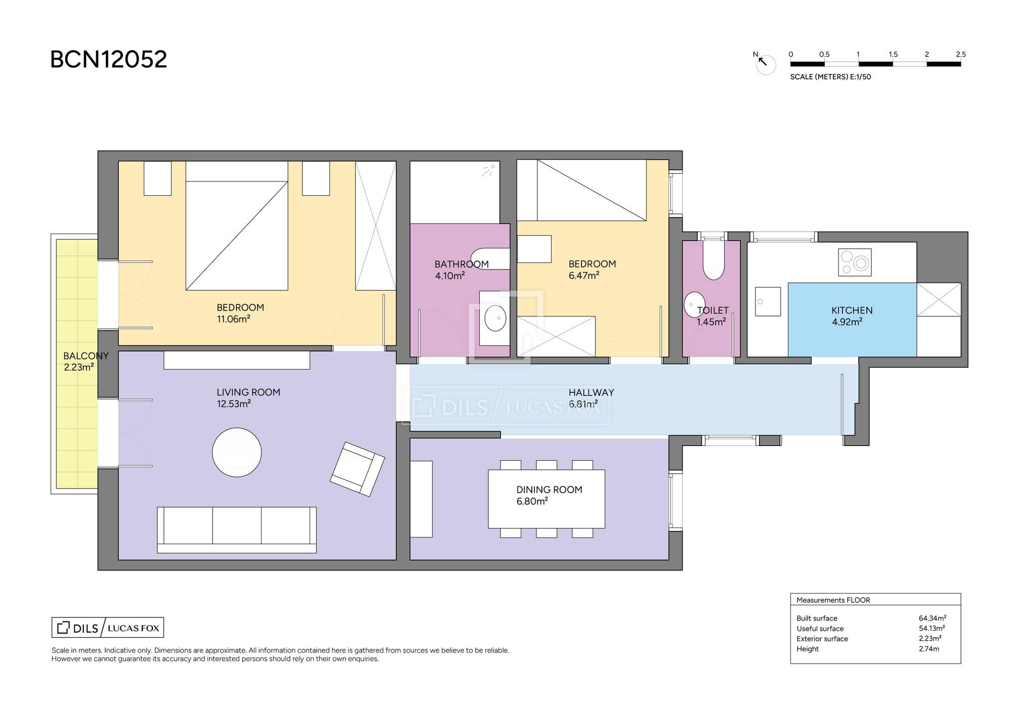 living - 69m² apartment for sale in Fort Pienc, Barcelona, Barcelona - Floor Plan - 1