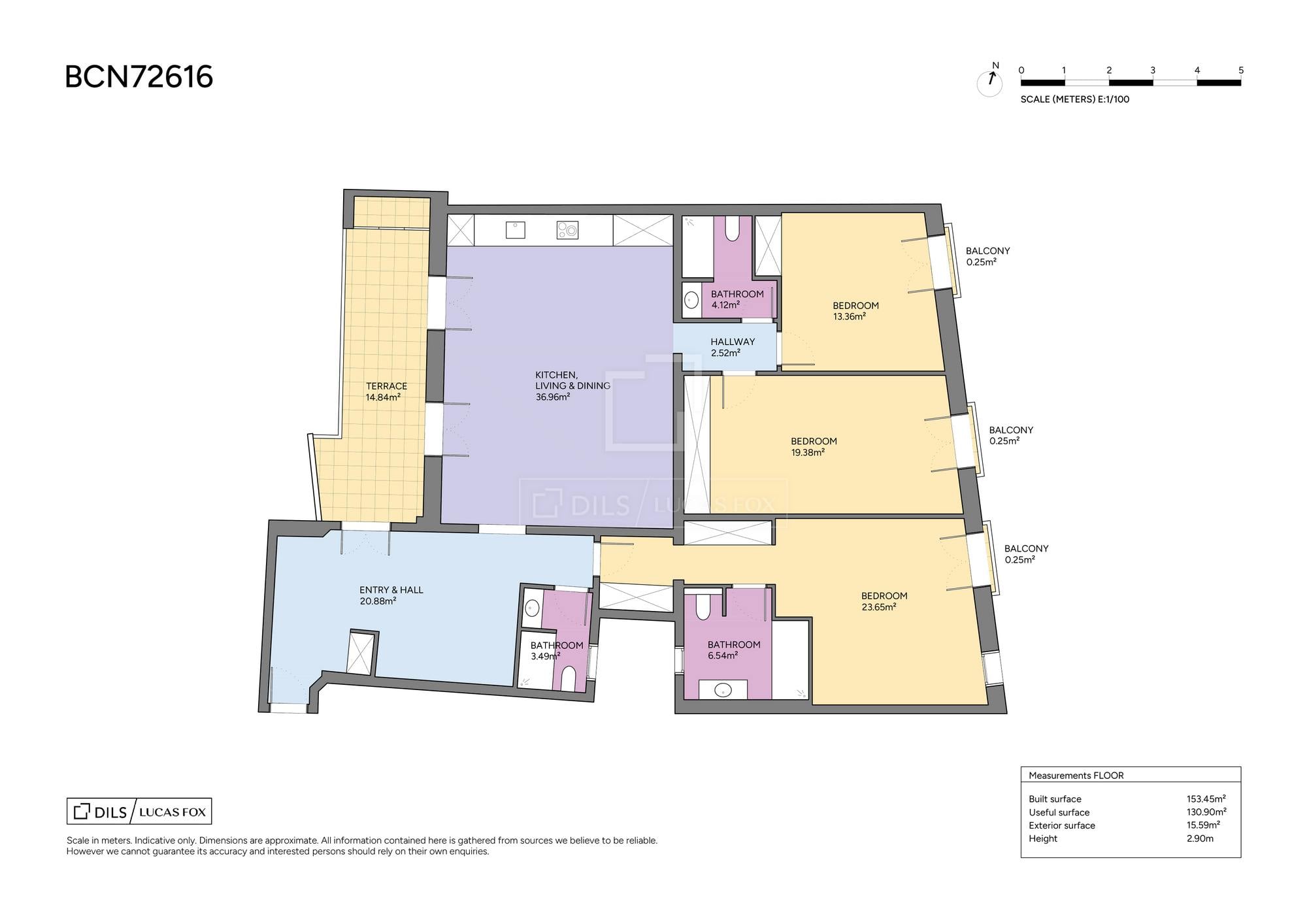 living - Piso de 153m² con 16m² terraza en venta en Gótico - Plano del piso thumbnail - 1