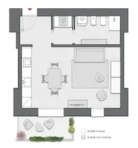 Studio of 47 sqm - Edificio C4 - LivinUp  | Milano - Floor Plan thumbnail - 1