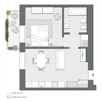 Bilocale di 56 m2 - Edificio A3 - LivinUp  | Milano - Floor Plan thumbnail - 1