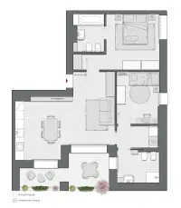 Trilocale di 101 m2 - Edificio C1 - LivinUp  | Milano - Floor Plan thumbnail - 1