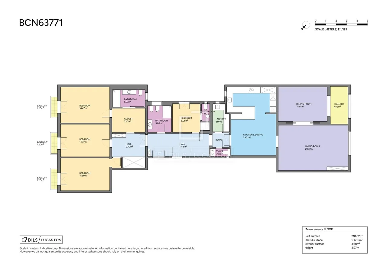 living - Piso de 218m² en venta en Eixample Derecho, Barcelona - Plano del piso - 1