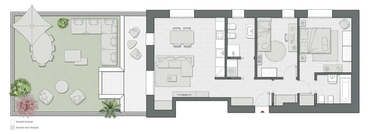 Trilocale di 104 m2 - Edificio A3 - LivinUp  | Milano - Floor Plan - 1