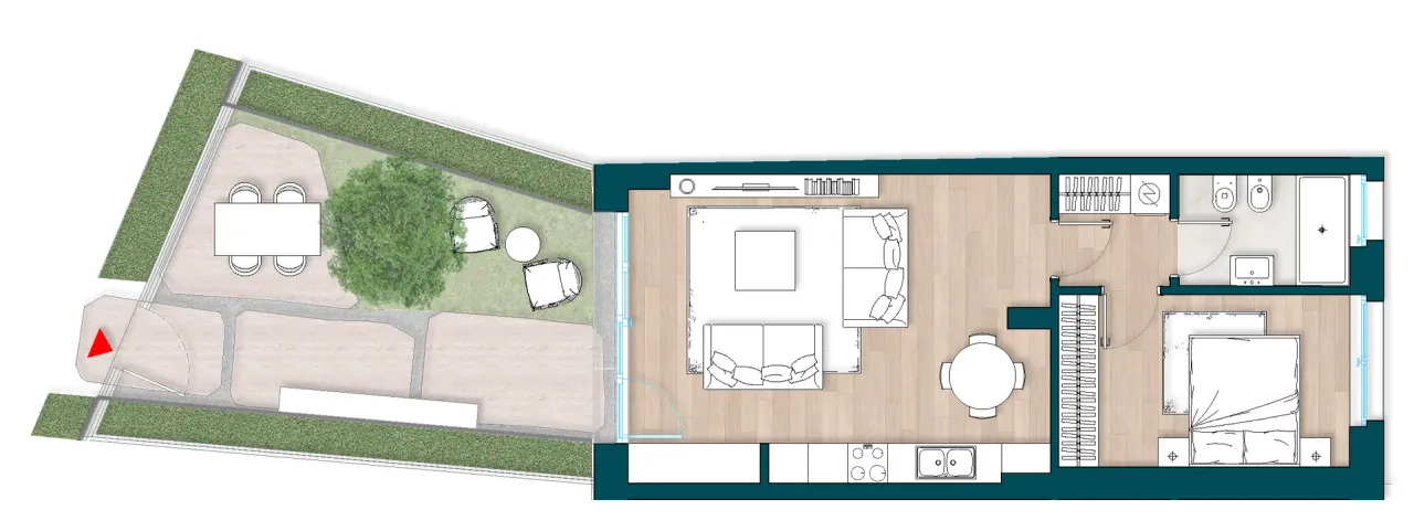 living - Mosè Bianchi 6 - Living - Dils - Plan d'étage - 1