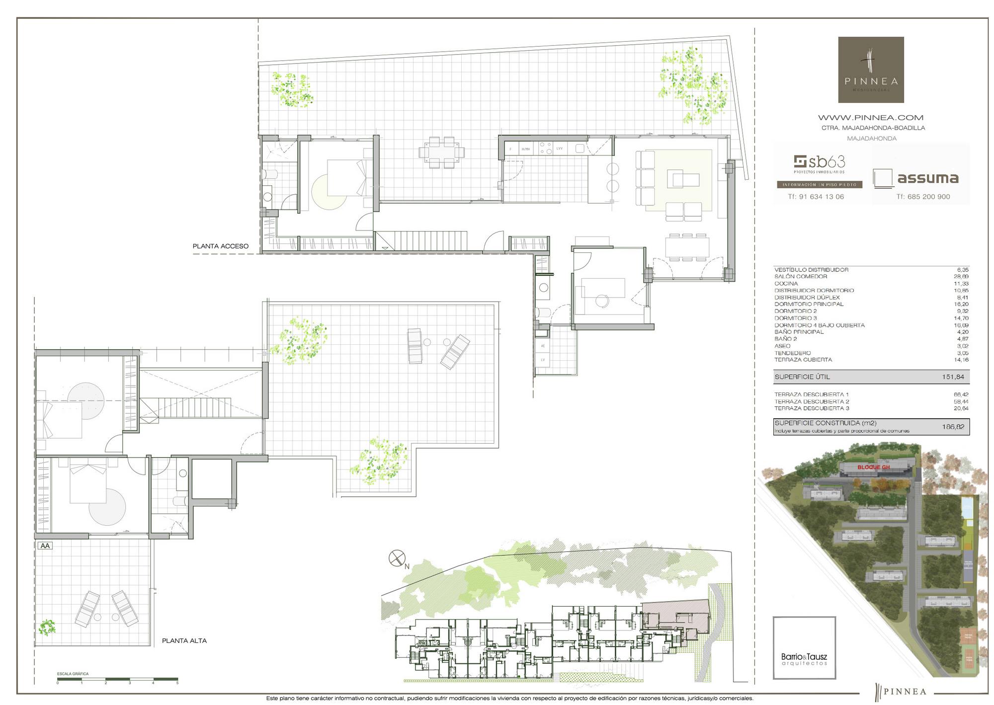 living - Ático de 186m² con 150m² terraza en venta en Majadahonda - Plano del piso thumbnail - 1