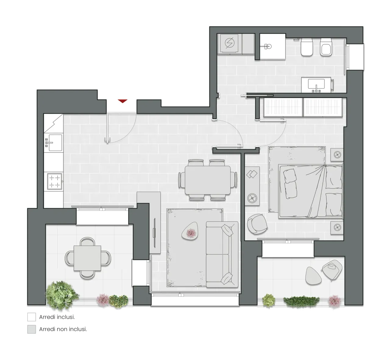 One Bedroom of 71 sqm - Edificio C2 - LivinUp  | Milano - Floor Plan - 1