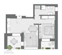 One Bedroom of 71 sqm - Edificio C2 - LivinUp  | Milano - Floor Plan thumbnail - 1