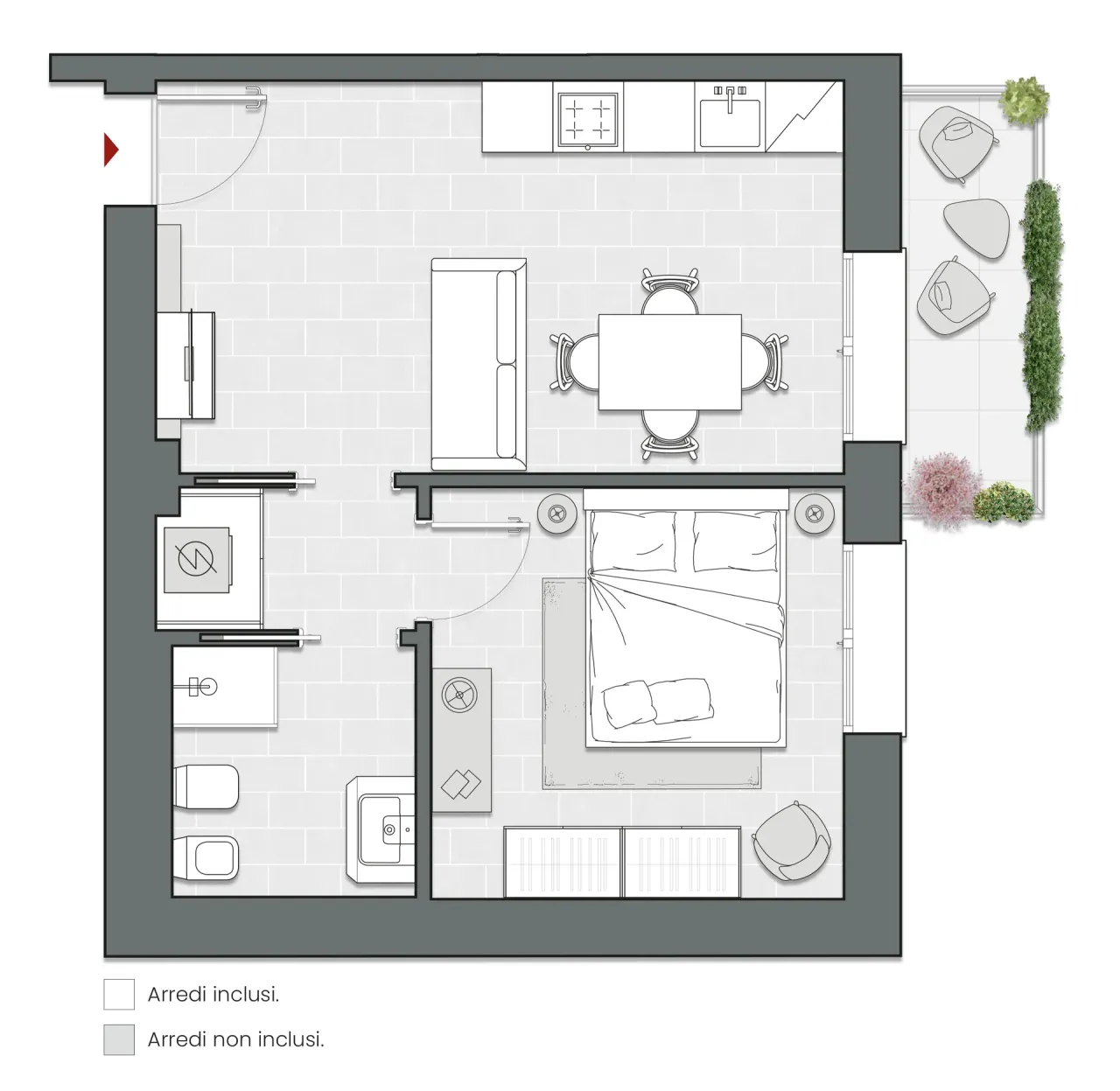 Bilocale di 55 m2 - Edificio A1 - LivinUp  | Milano - Floor Plan - 1