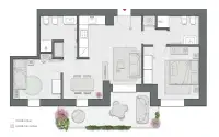 Two Bedrooms Compact of 90 sqm - Edificio A1 - LivinUp  | Milano - Floor Plan thumbnail - 1
